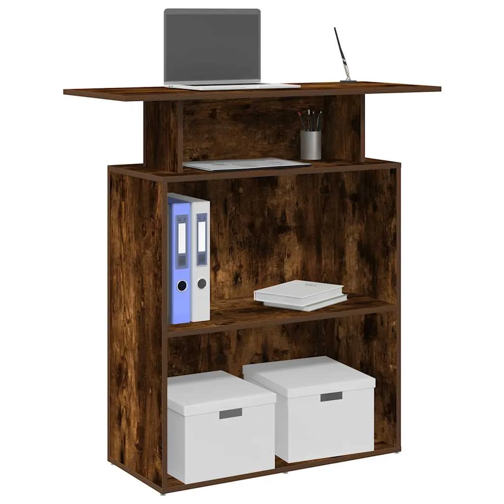 Bureau de réception 100 x 40 x 104 cm chêne fumé bois d'ingénierie – vue d’ensemble
