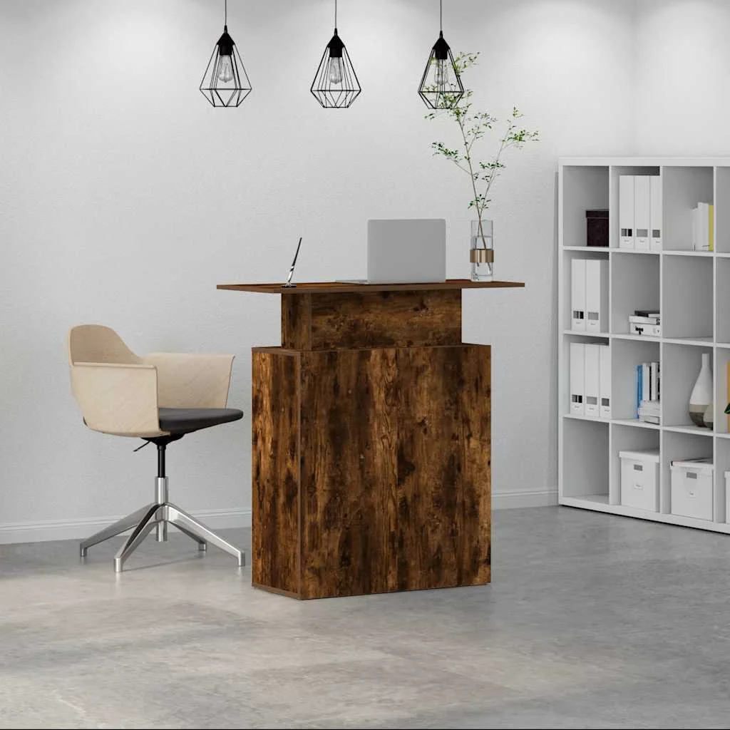 Bureau de réception 100 x 40 x 104 cm chêne fumé bois d'ingénierie – vue de détail
