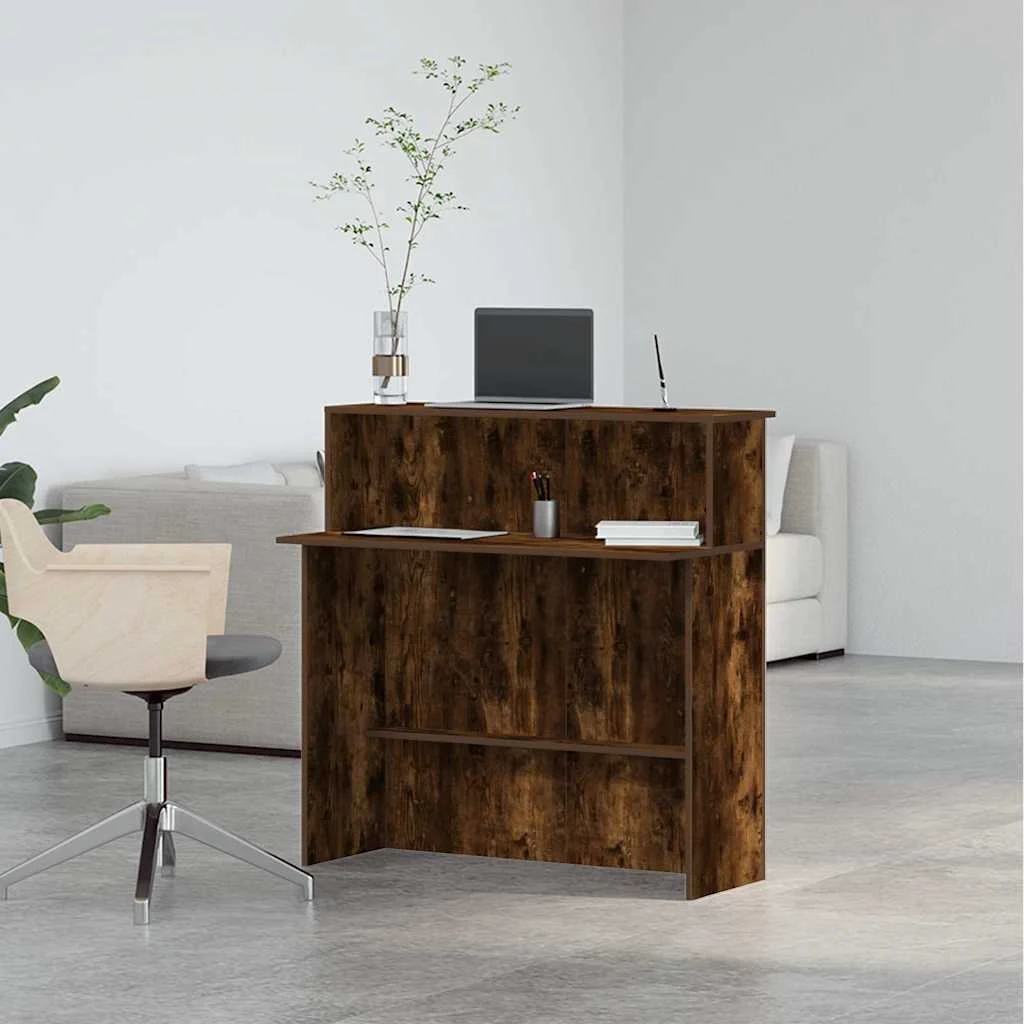Bureau de réception 100 x 40 x 104 cm chêne fumé bois d'ingénierie – vue en situation