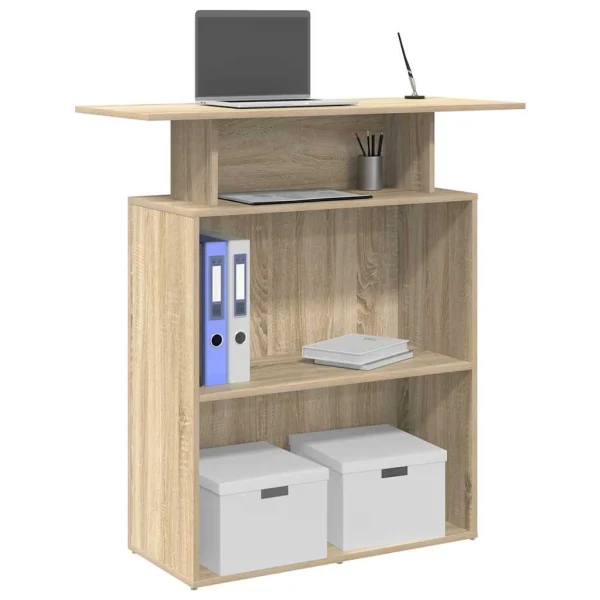 Bureau de réception 100 x 40 x 104 cm chêne sonoma bois d'ingénierie – vue d’ensemble
