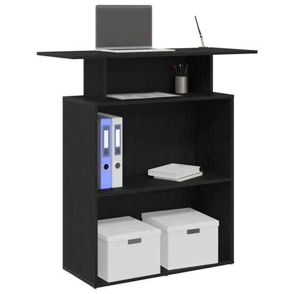 Bureau de réception 100 x 40 x 104 cm noir bois d'ingénierie – vue d’ensemble