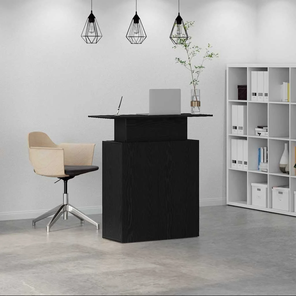 Bureau de réception 100 x 40 x 104 cm noir bois d'ingénierie – vue de détail