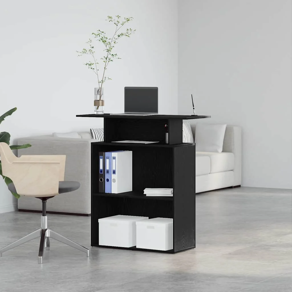 Bureau de réception 100 x 40 x 104 cm noir bois d'ingénierie – vue en situation