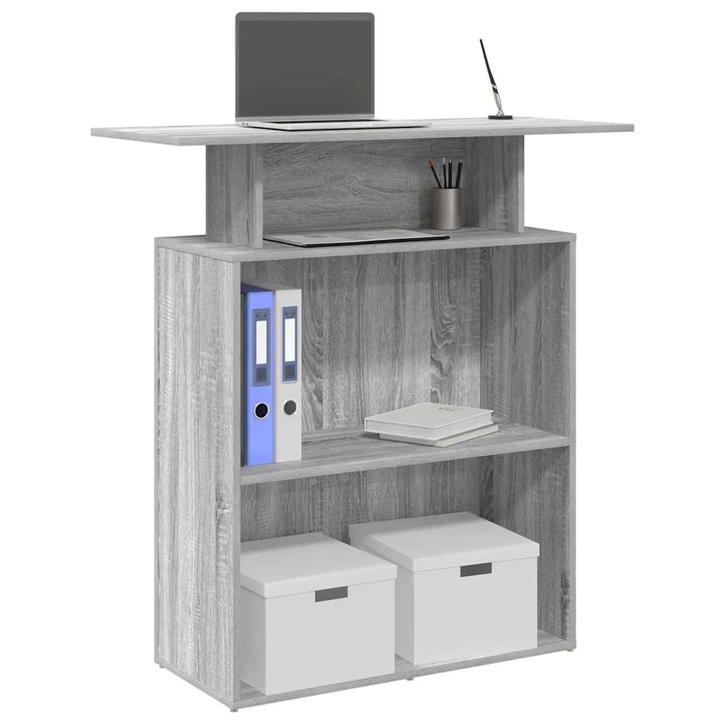 Bureau de réception 100 x 40 x 104 cm sonoma gris bois d'ingénierie – vue d’ensemble