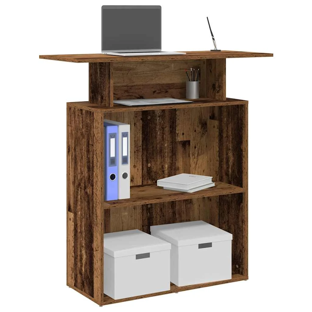 Bureau de réception 100 x 40 x 104 cm vieux bois bois d'ingénierie – vue d’ensemble