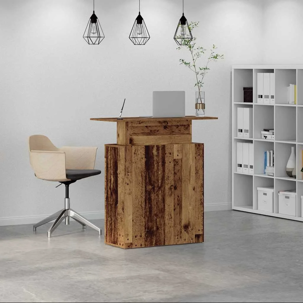 Bureau de réception 100 x 40 x 104 cm vieux bois bois d'ingénierie – vue de détail