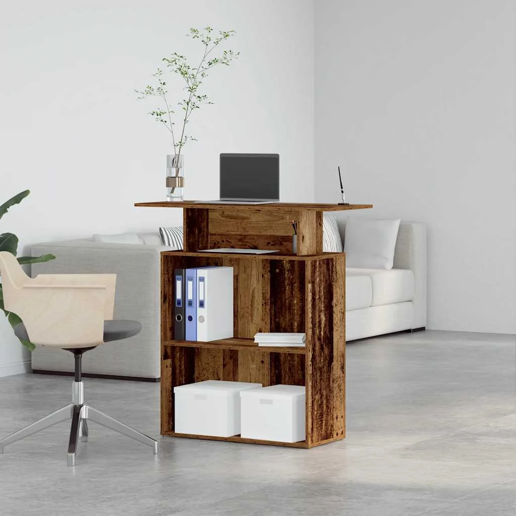 Bureau de réception 100 x 40 x 104 cm vieux bois bois d'ingénierie – vue en situation