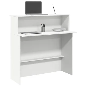 Bureau de réception 100 x 50 x 103,5 cm blanc bois d'ingénierie – vue d’ensemble