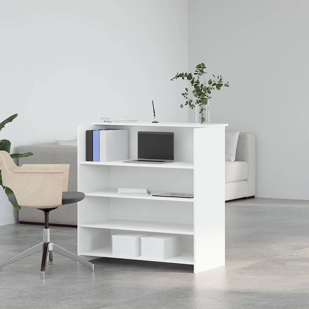 Bureau de réception 100 x 50 x 103,5 cm blanc bois d'ingénierie – modèle 2 – vue de détail