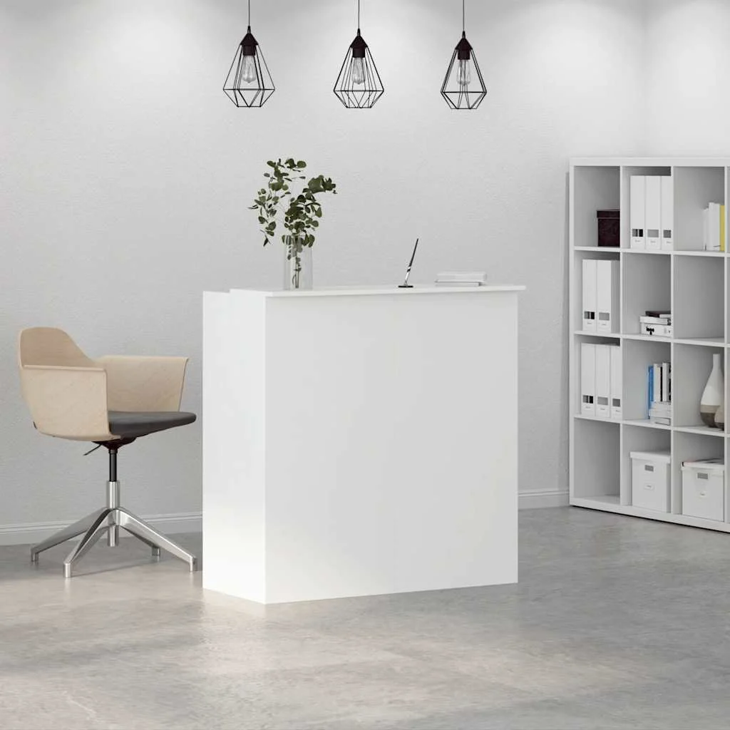 Bureau de réception 100 x 50 x 103,5 cm blanc bois d'ingénierie – modèle 2 – vue en situation