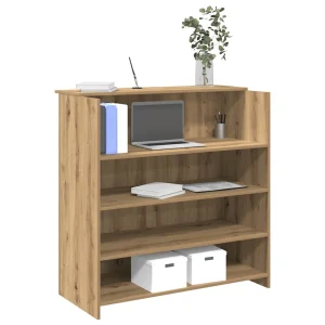 Bureau réception 100 x 50 x 103,5 cm chêne artisanal bois d'ingénierie – modèle 2 – vue d’ensemble