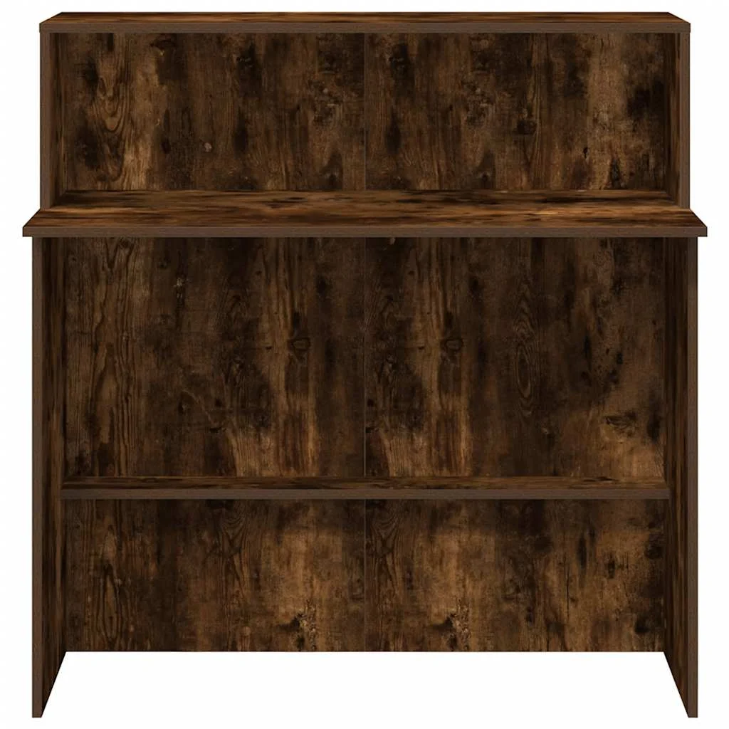 Bureau de réception 100 x 50 x 103,5 cm chêne fumé bois d'ingénierie – vue de dessus
