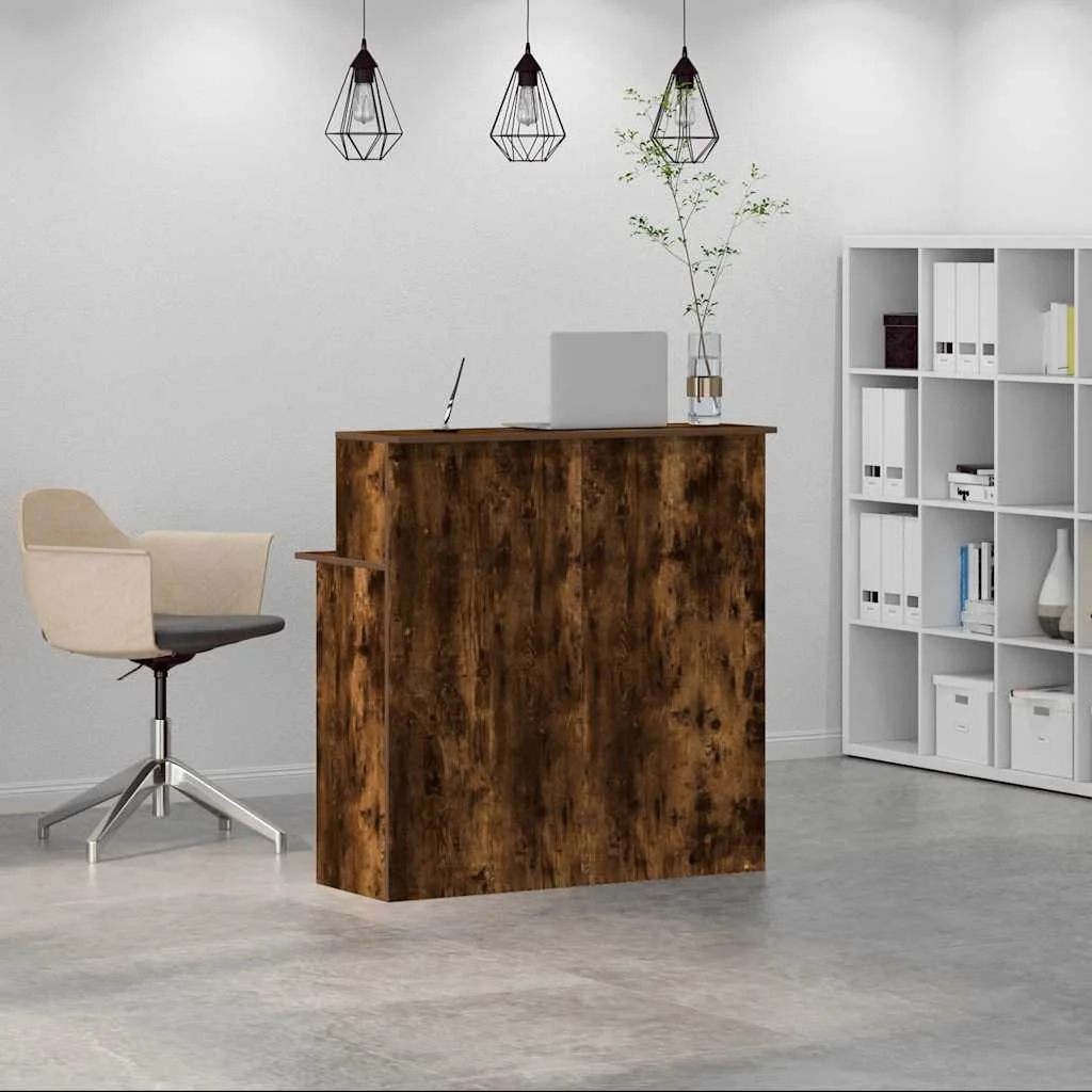 Bureau de réception 100 x 50 x 103,5 cm chêne fumé bois d'ingénierie – vue de détail