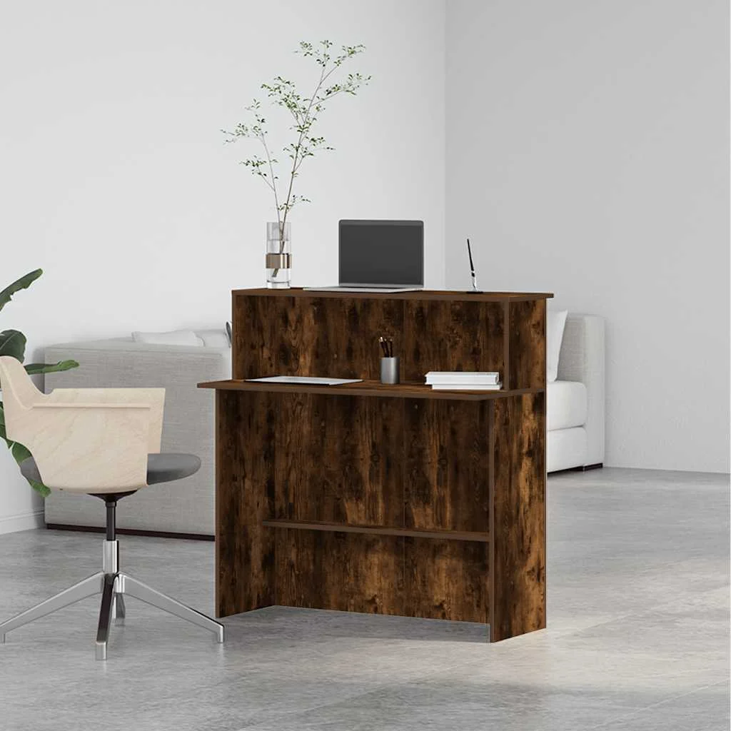 Bureau de réception 100 x 50 x 103,5 cm chêne fumé bois d'ingénierie – vue en situation