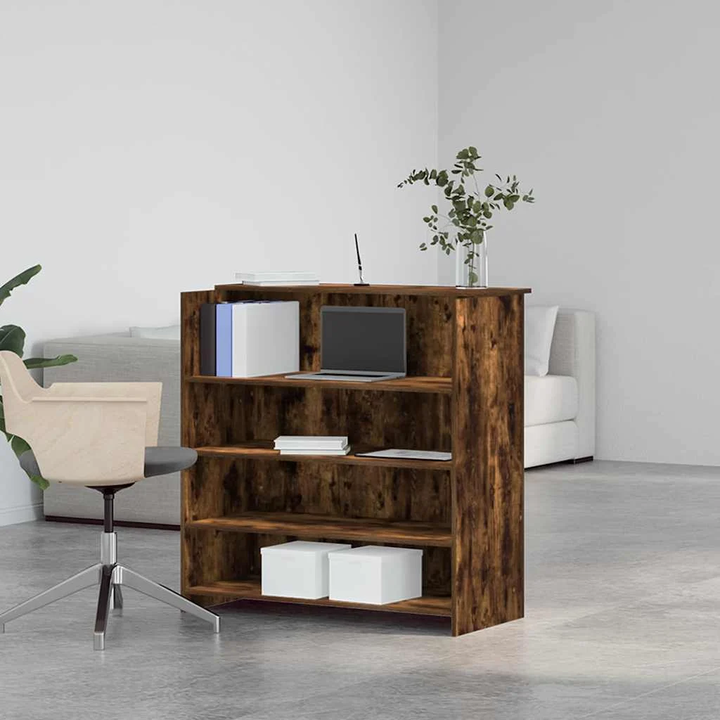 Bureau de réception 100 x 50 x 103,5 cm chêne fumé bois d'ingénierie – modèle 2 – vue de détail