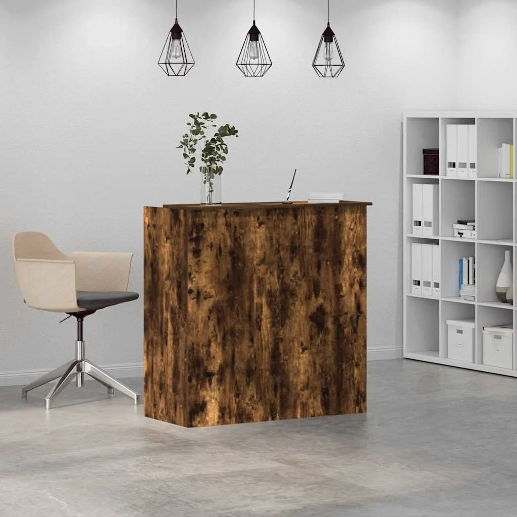 Bureau de réception 100 x 50 x 103,5 cm chêne fumé bois d'ingénierie – modèle 2 – vue en situation