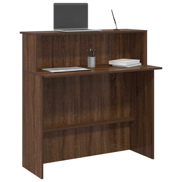 Bureau de réception 100 x 50 x 103,5 cm chêne marron bois d'ingénierie – vue d’ensemble