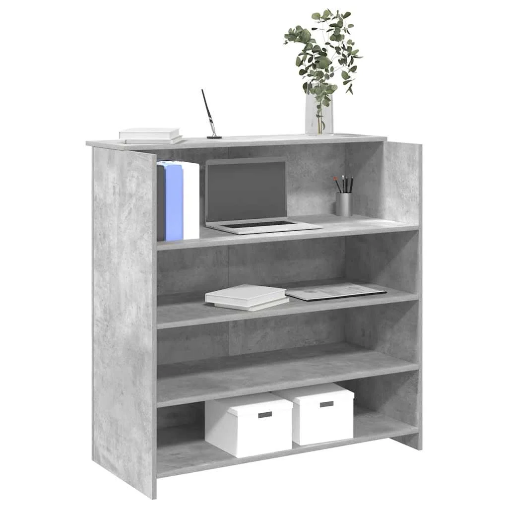 Bureau de réception 100 x 50 x 103,5 cm gris béton bois d'ingénierie – modèle 2 – vue d’ensemble