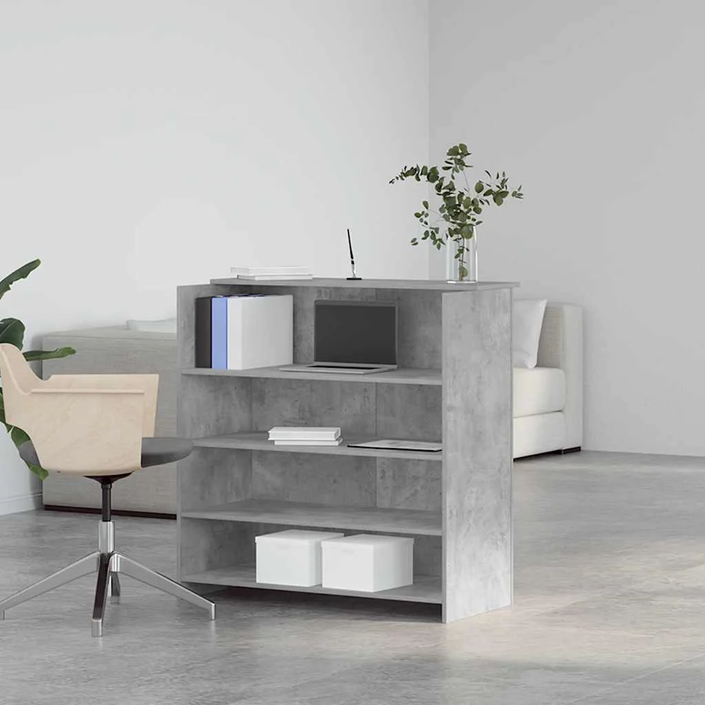 Bureau de réception 100 x 50 x 103,5 cm gris béton bois d'ingénierie – modèle 2 – vue de détail