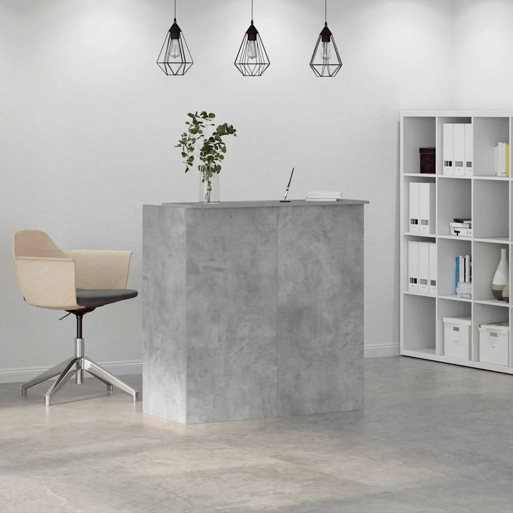 Bureau de réception 100 x 50 x 103,5 cm gris béton bois d'ingénierie – modèle 2 – vue en situation