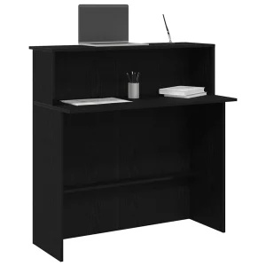 Bureau de réception 100 x 50 x 103,5 cm noir bois d'ingénierie – vue d’ensemble