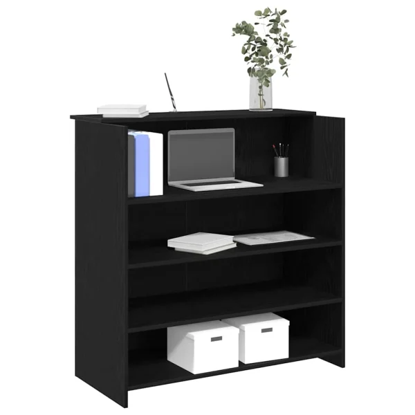 Bureau de réception 100 x 50 x 103,5 cm noir bois d'ingénierie – modèle 2 – vue d’ensemble