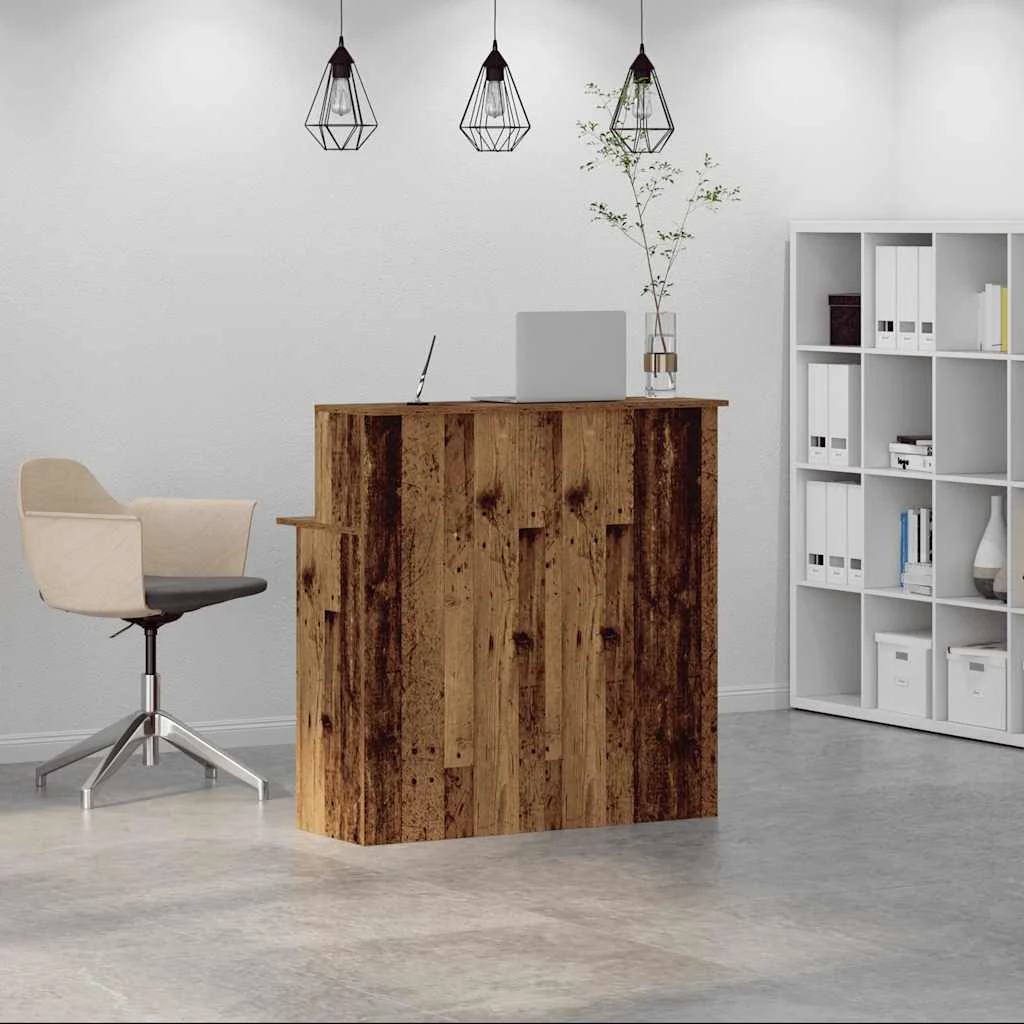 Bureau de réception 100 x 50 x 103,5 cm vieux bois bois d'ingénierie – vue de détail