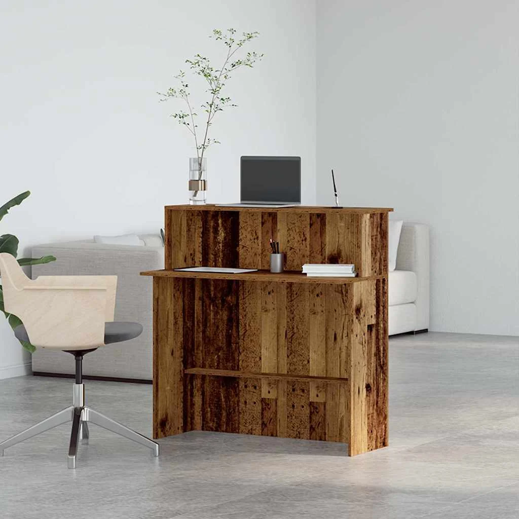 Bureau de réception 100 x 50 x 103,5 cm vieux bois bois d'ingénierie – vue en situation
