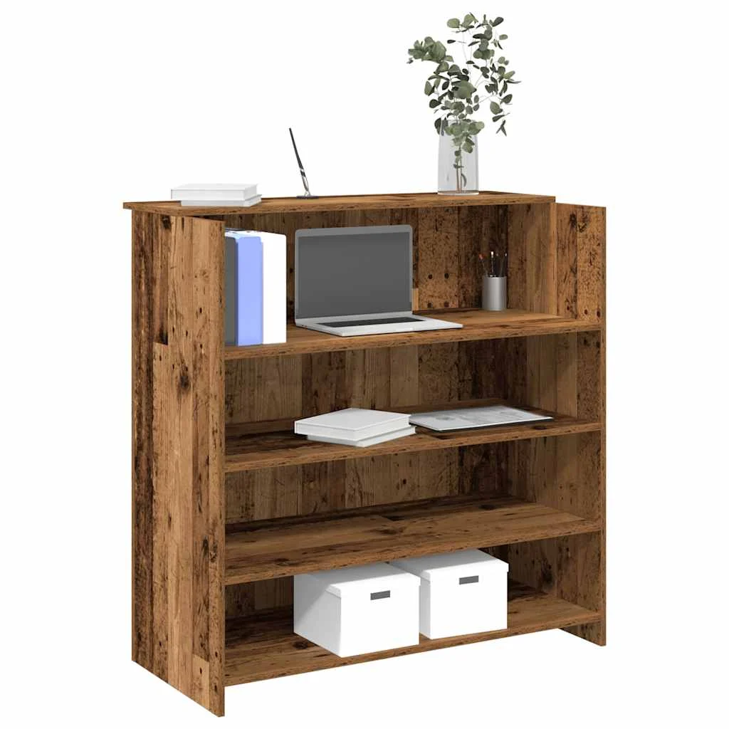 Bureau de réception 100 x 50 x 103,5 cm vieux bois bois d'ingénierie – modèle 2 – vue d’ensemble