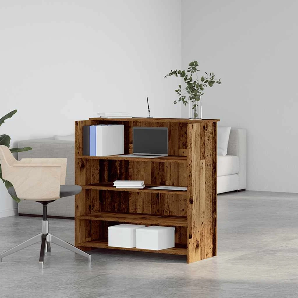 Bureau de réception 100 x 50 x 103,5 cm vieux bois bois d'ingénierie – modèle 2 – vue de détail