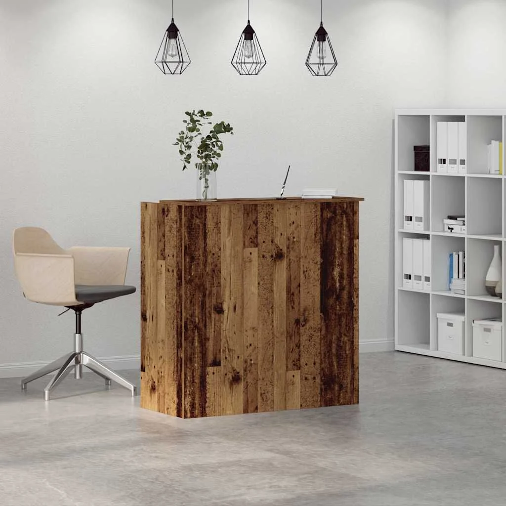 Bureau de réception 100 x 50 x 103,5 cm vieux bois bois d'ingénierie – modèle 2 – vue en situation