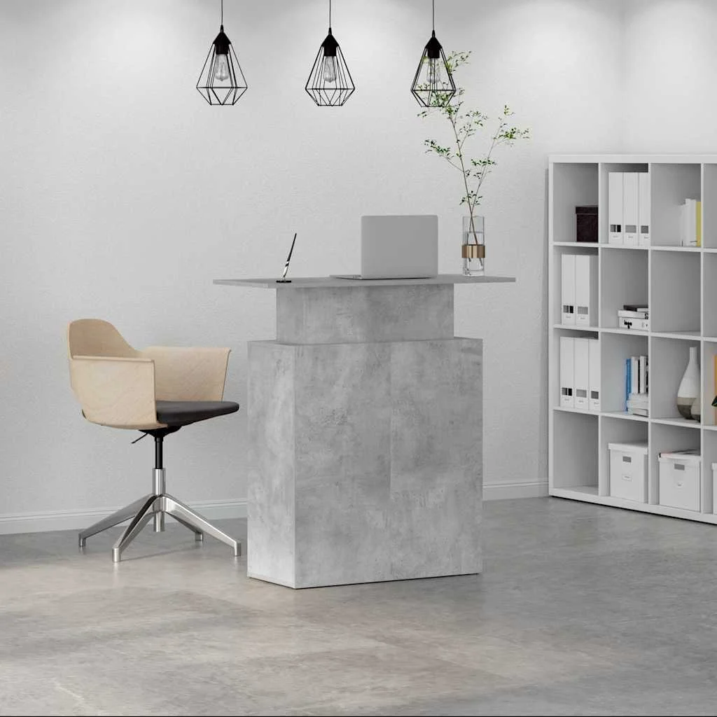 Bureau de réception 100x40x104 100 x 40 x 104 cm gris béton bois d'ingénierie – vue de détail