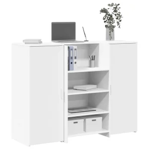 Bureau de réception 135 x 50 x 103,5 cm blanc bois d'ingénierie – vue d’ensemble