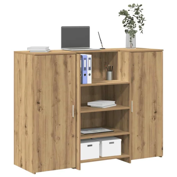 Bureau réception 135 x 50 x 103,5 cm chêne artisanal bois d'ingénierie – vue d’ensemble