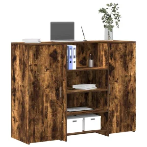Bureau de réception 135 x 50 x 103,5 cm chêne fumé bois d'ingénierie – vue d’ensemble