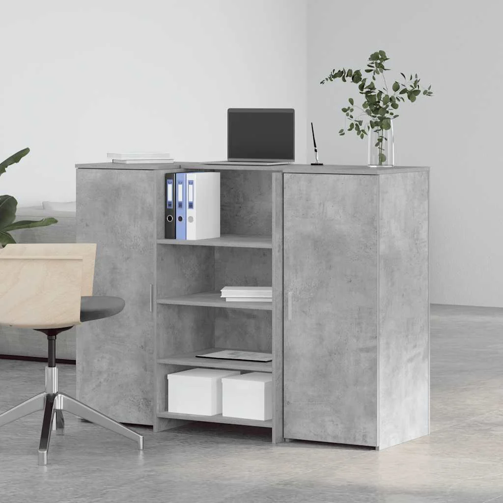 Bureau de réception 135 x 50 x 103,5 cm gris béton bois d'ingénierie – vue de détail