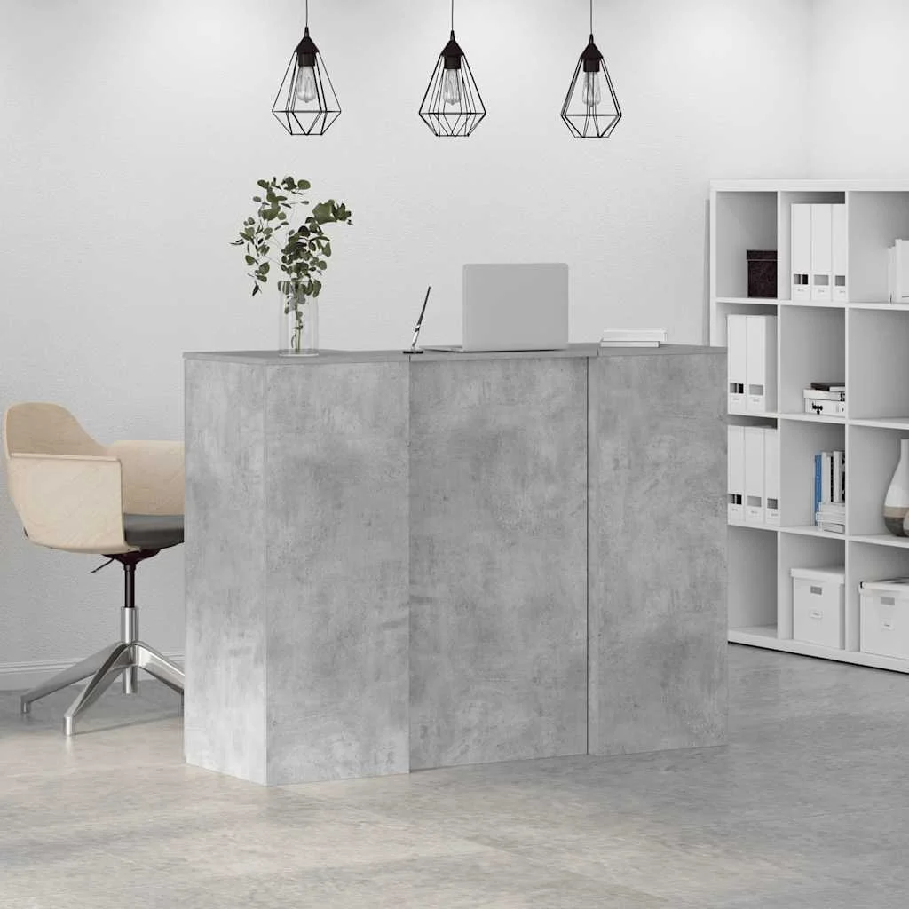 Bureau de réception 135 x 50 x 103,5 cm gris béton bois d'ingénierie – vue en situation