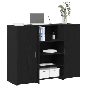 Bureau de réception 135 x 50 x 103,5 cm noir bois d'ingénierie – vue d’ensemble