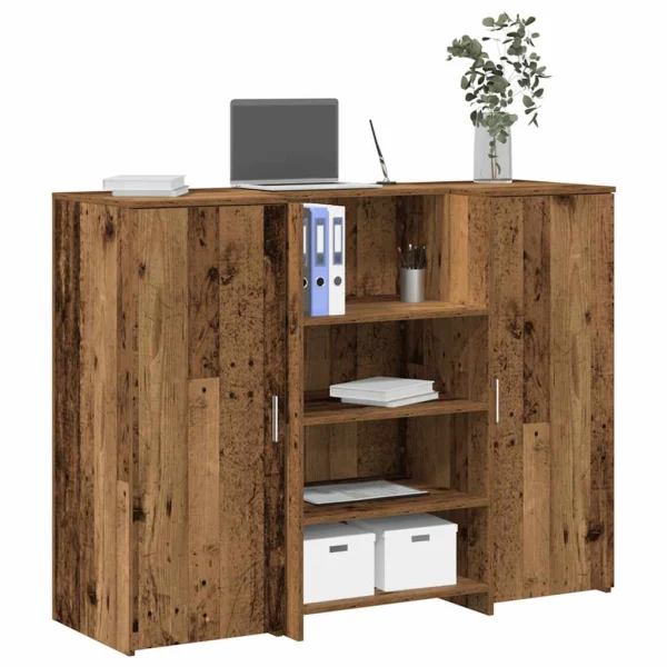 Bureau de réception 135 x 50 x 103,5 cm vieux bois bois d'ingénierie – vue d’ensemble