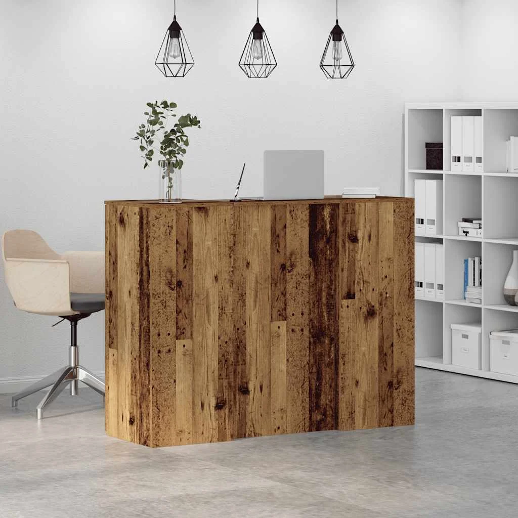 Bureau de réception 135 x 50 x 103,5 cm vieux bois bois d'ingénierie – vue en situation
