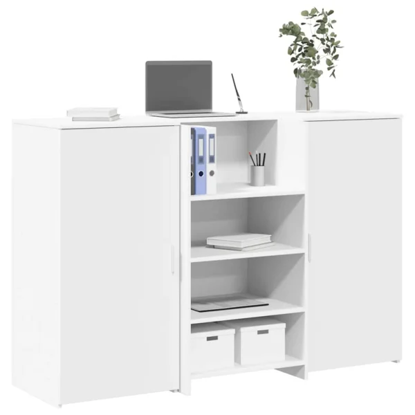 Bureau de réception 155 x 50 x 103,5 cm blanc bois d'ingénierie – vue d’ensemble