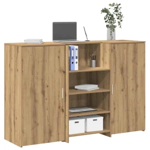 Bureau réception 155 x 50 x 103,5 cm chêne artisanal bois d'ingénierie – vue d’ensemble