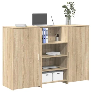 Bureau réception 155 x 50 x 103,5 cm chêne sonoma bois d'ingénierie – vue d’ensemble
