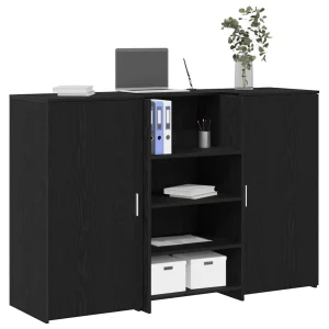 Bureau de réception 155 x 50 x 103,5 cm noir bois d'ingénierie – vue d’ensemble