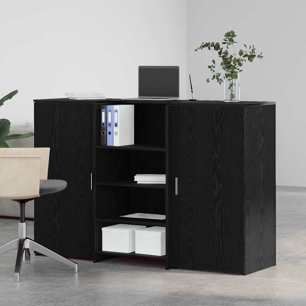 Bureau de réception 155 x 50 x 103,5 cm noir bois d'ingénierie – vue de détail