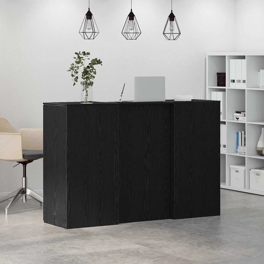 Bureau de réception 155 x 50 x 103,5 cm noir bois d'ingénierie – vue en situation