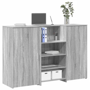 Bureau de réception 155 x 50 x 103,5 cm sonoma gris bois d'ingénierie – vue d’ensemble
