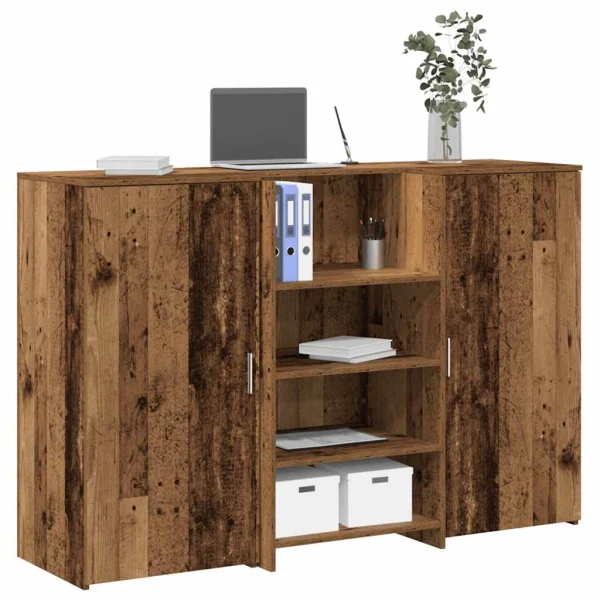 Bureau de réception 155 x 50 x 103,5 cm vieux bois bois d'ingénierie – vue d’ensemble