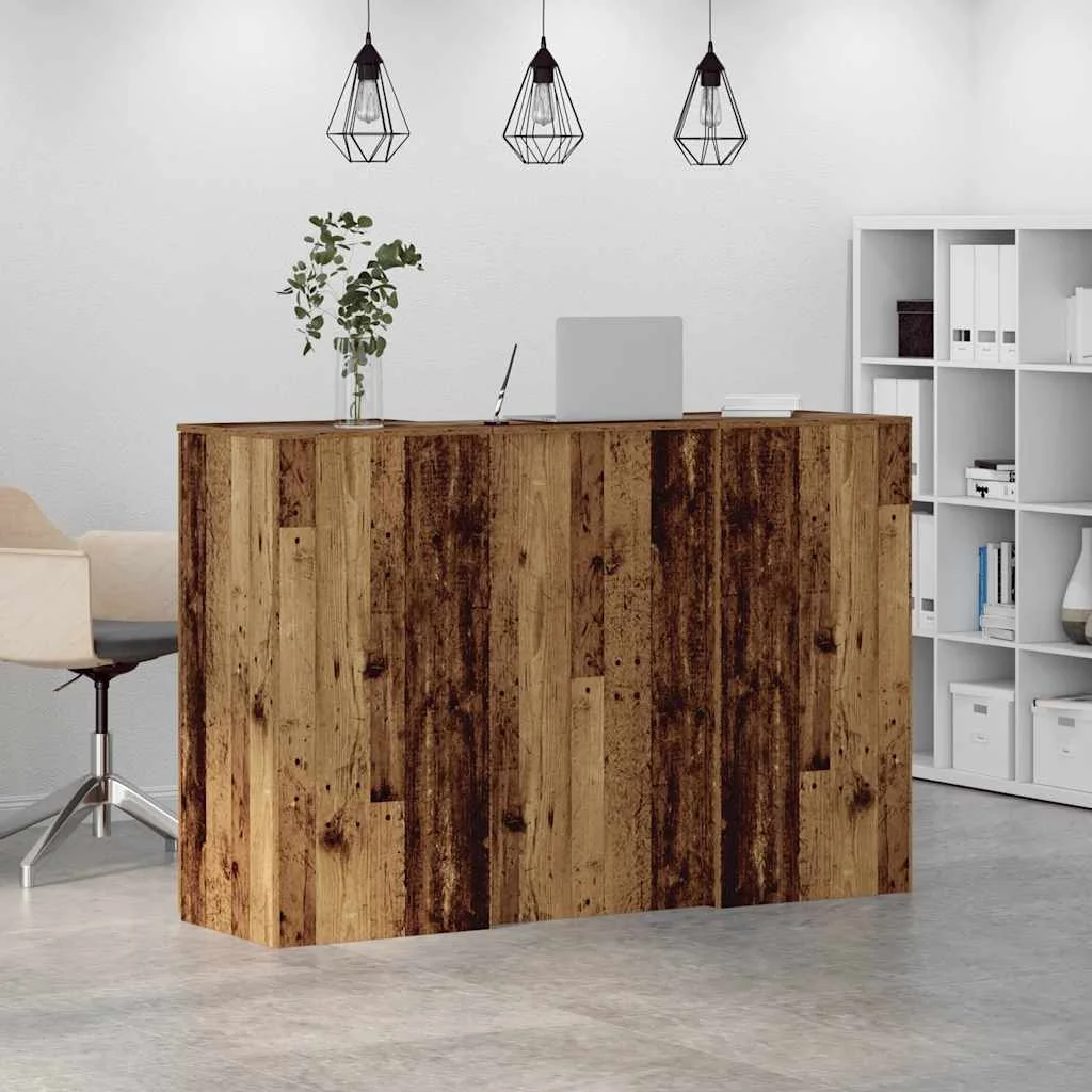 Bureau de réception 155 x 50 x 103,5 cm vieux bois bois d'ingénierie – vue en situation