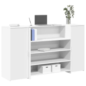 Bureau de réception 180 x 50 x 103,5 cm blanc bois d'ingénierie – vue d’ensemble